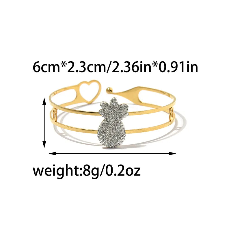 Gold Plated Stainless Steel Hollow Bangle Bracelet B0026-02