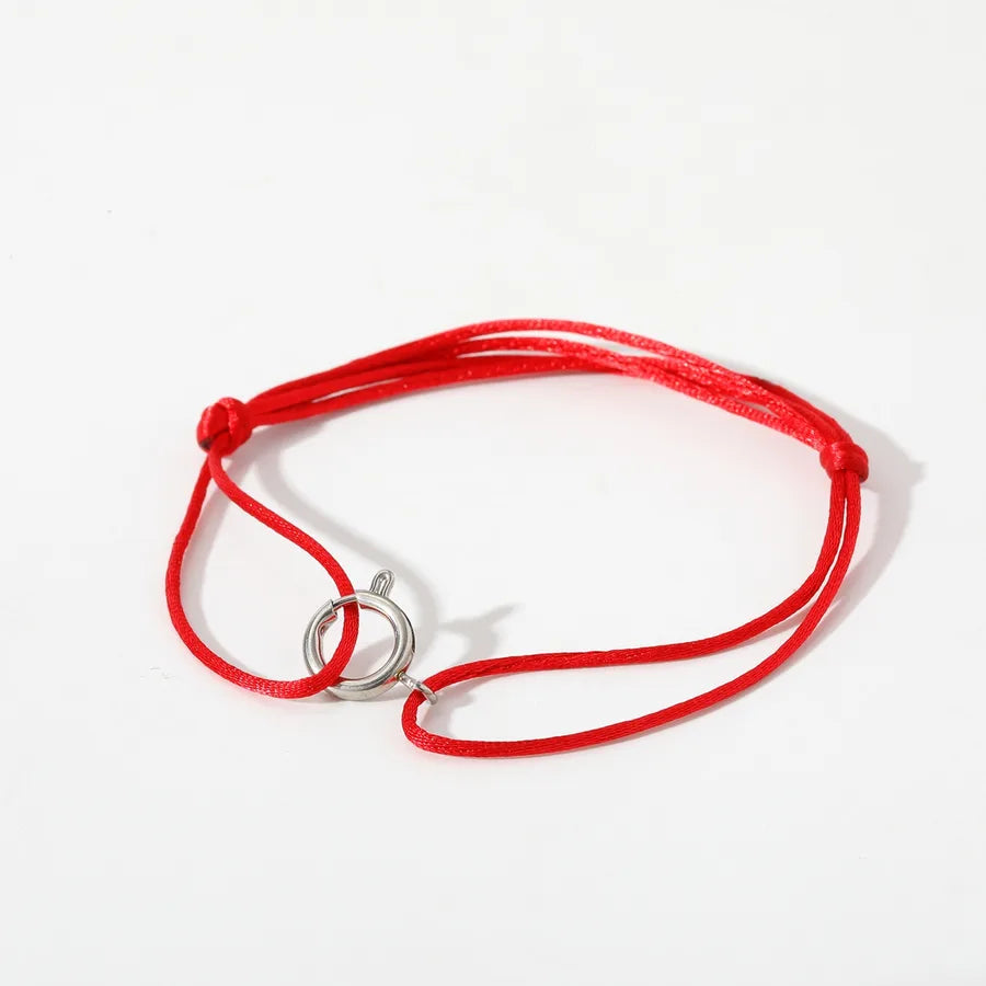 18K Gold Plated Stainless Steel Circle Bracelet 1-Length 17CM-Red Steel Color