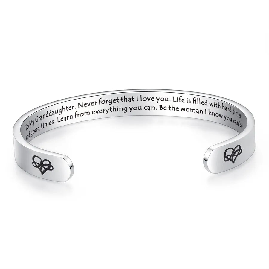 Retro Heart Stainless Steel Bangle 41-Granddaughter Gifts - Never Forget That