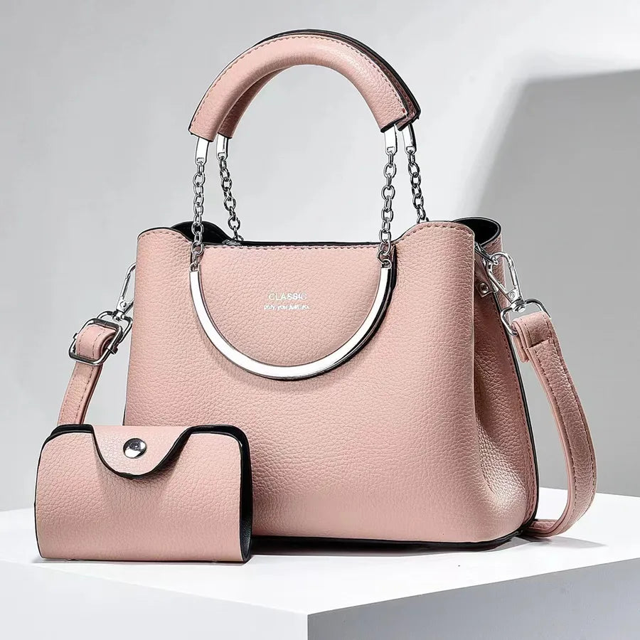 Trendy PU Leather Bucket Shoulder Bag Pink