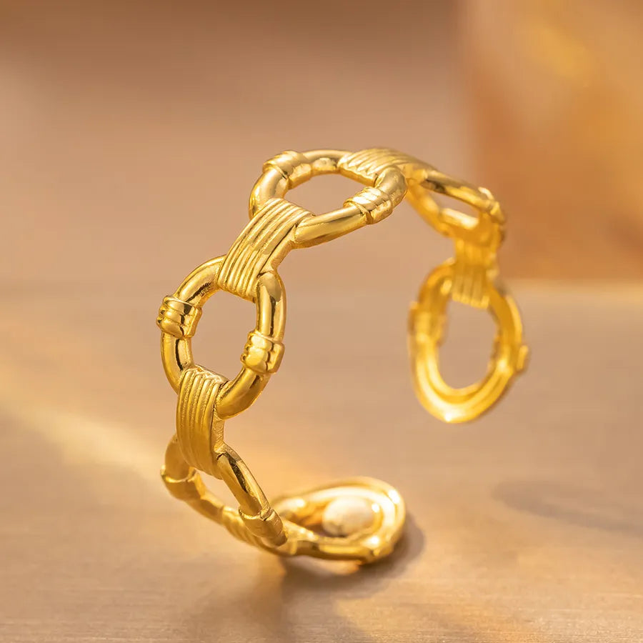 Geometric Titanium Steel Star Ring for Women K163 Gold Ring Adjustable