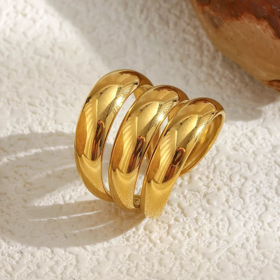 18K Gold Plated Geometric Open Ring for Women