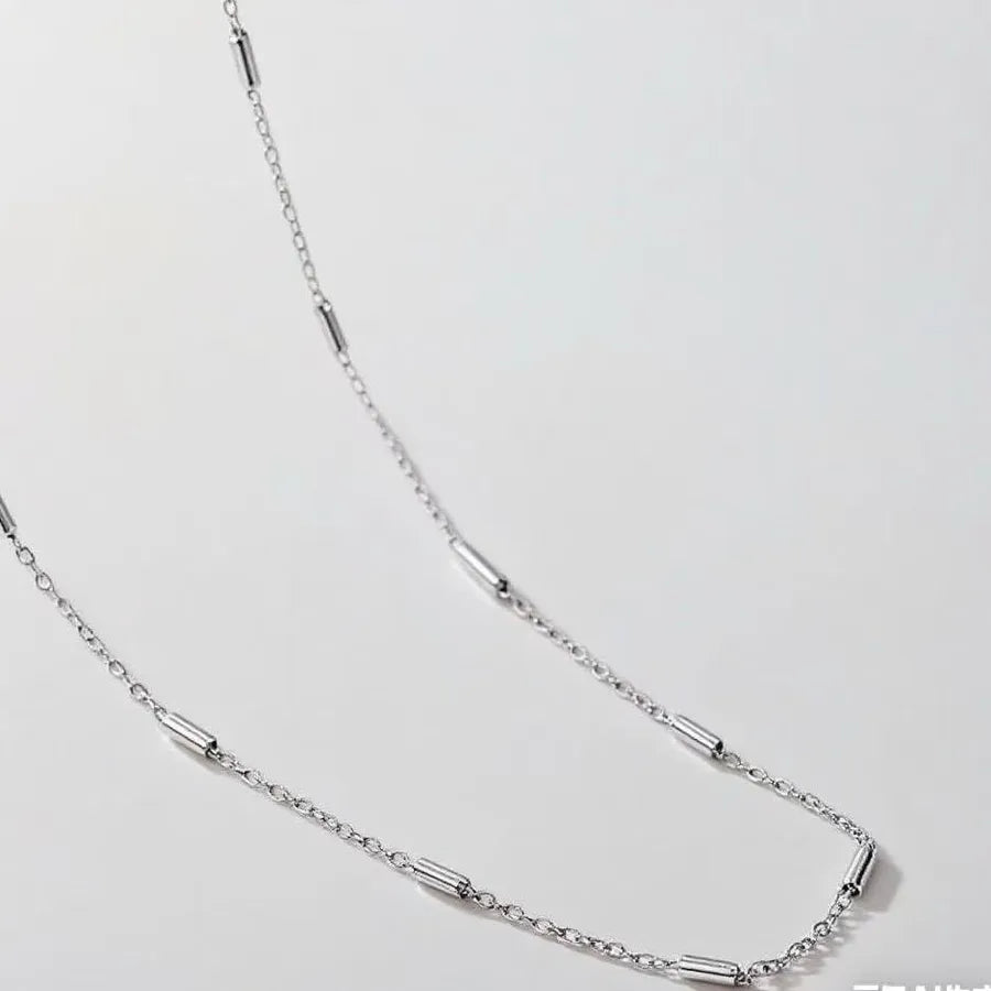 Women's Titanium Steel Box Chain Pendant Necklace Cylindrical Chain-Necklace-Steel Color