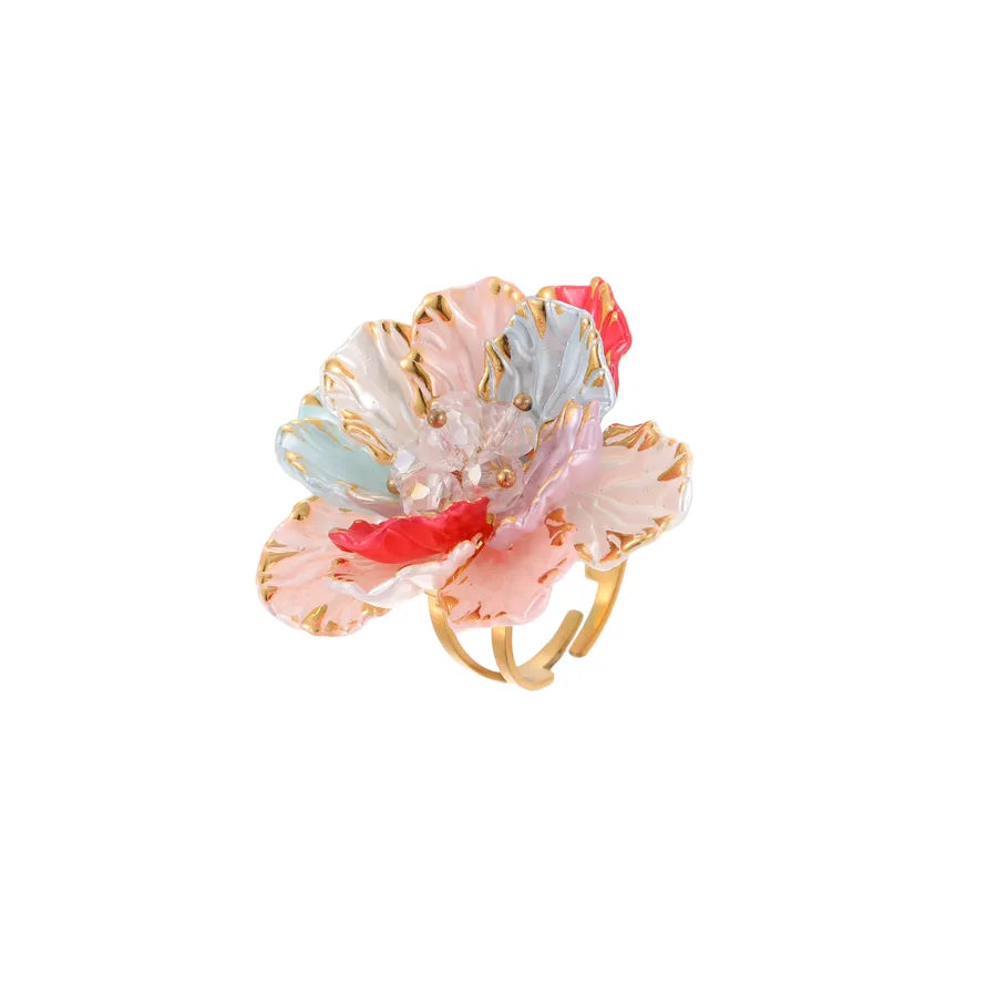 Colorful Flower Pearl Ring – Gold Stainless Steel