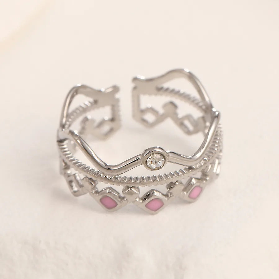 Adjustable Gold Crown Ring in Stainless Steel Adjustable Opening Steel color crown wave powder