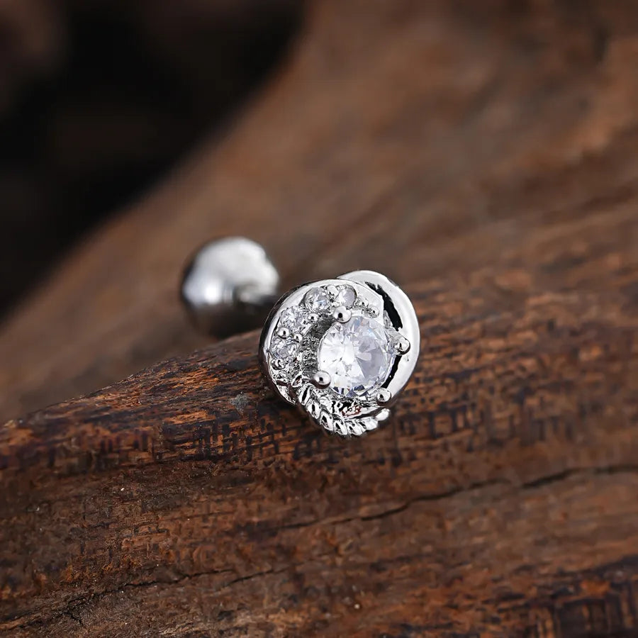 Stainless Steel Zirconia Stud Earrings 3449 Silver Ear Studs