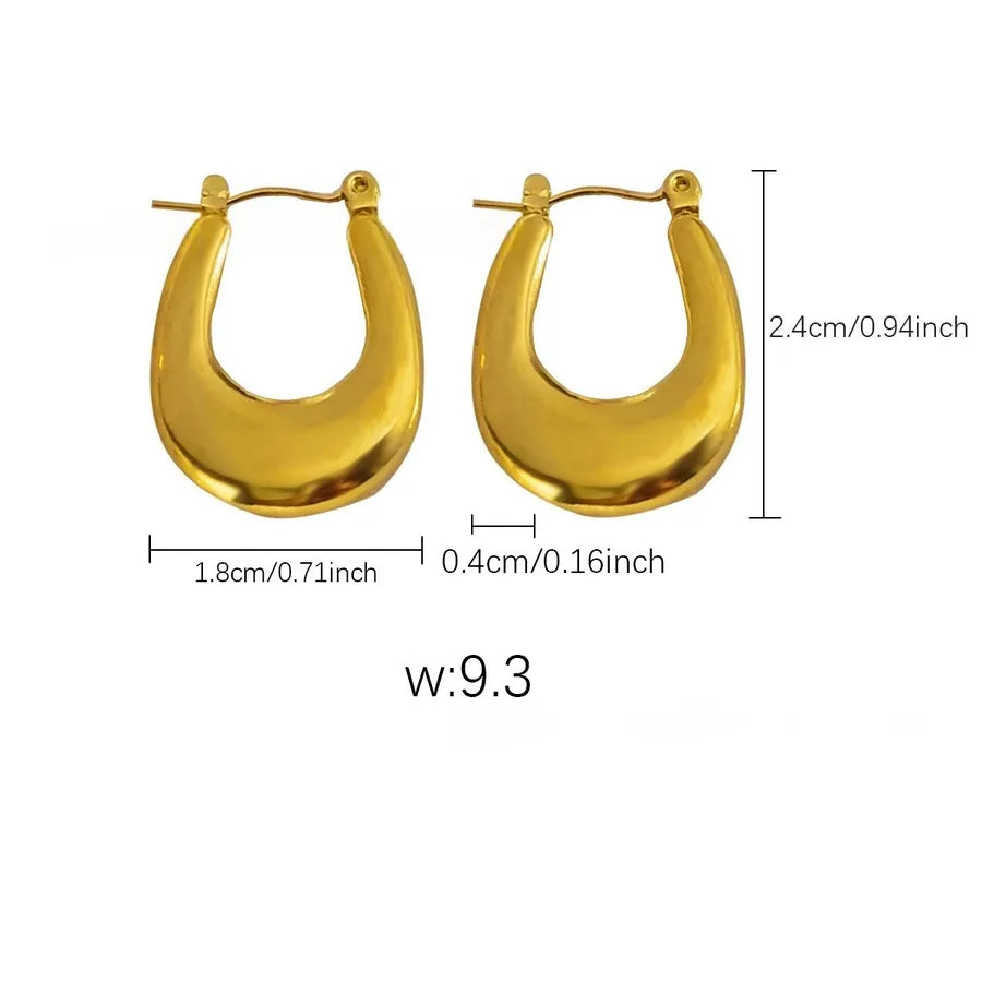 Elegant Gold Titanium Steel Hoop Earrings Gold Earrings 57