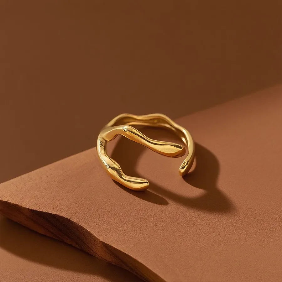 Colorful Titanium Steel Geometric Heart Ring Z0104-Geometric-Ring- Gold