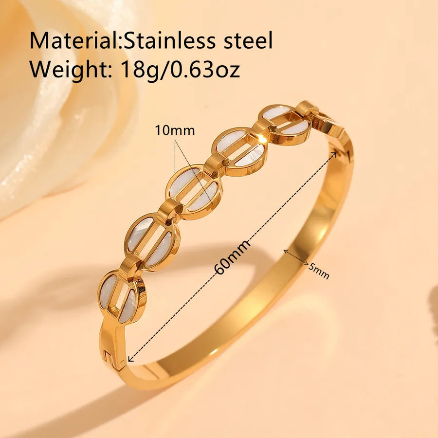 18K Gold PVD Letter & Flower Stainless Steel Bangle