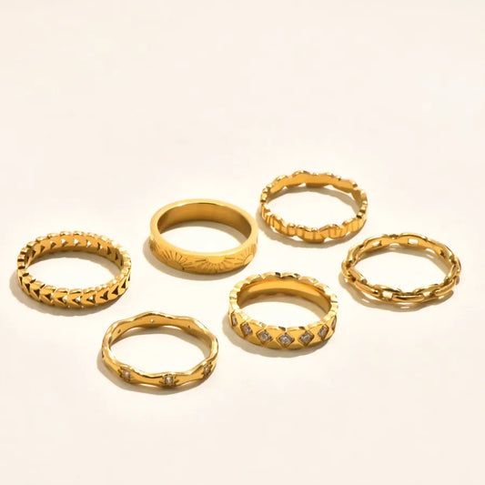 Gold Plated Geometric Wave Stainless Steel Ring