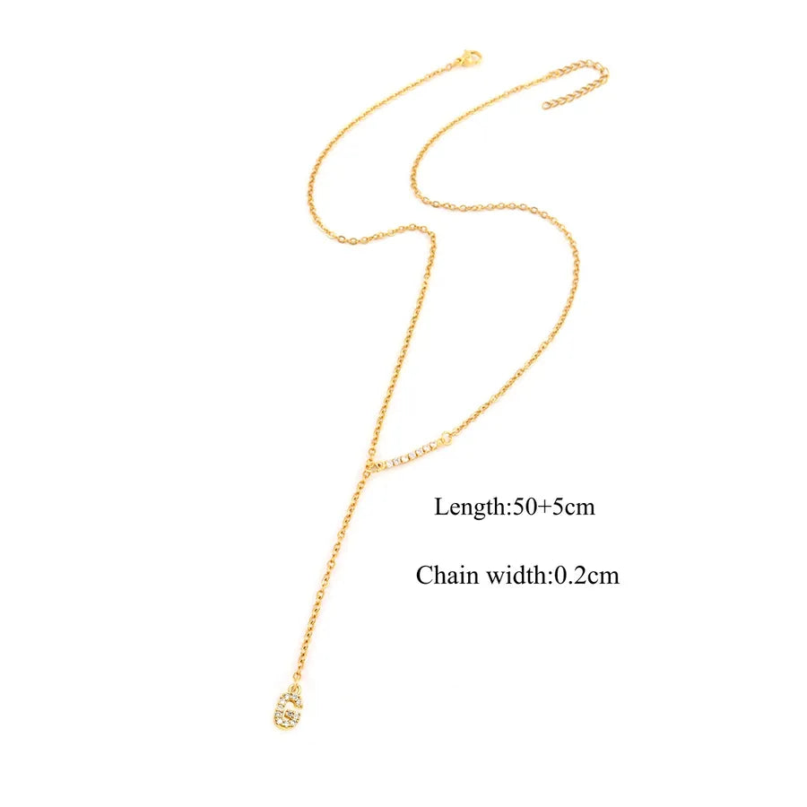18K Gold Plated Letter Pendant Necklace Gold G