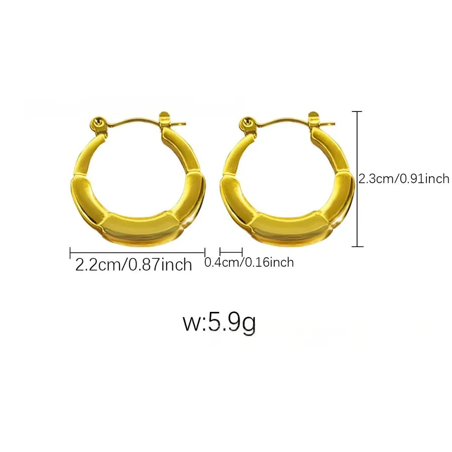 Elegant Gold Titanium Steel Hoop Earrings