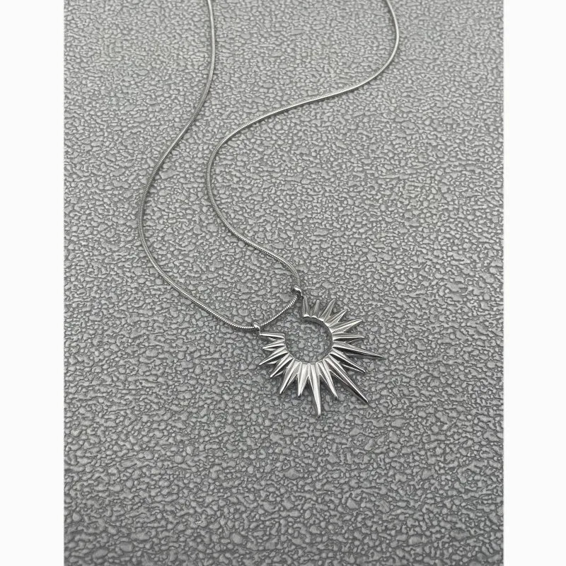 Titanium Steel Sun Snake Pendant Necklace