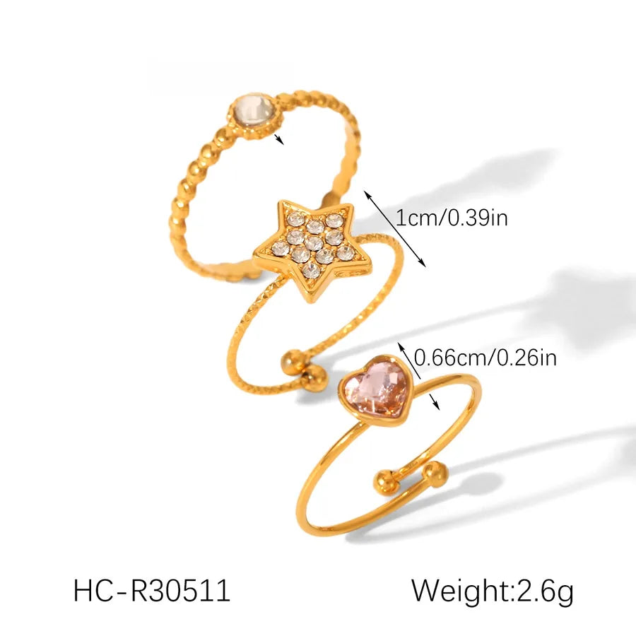 Star Flower Bow Knot Open Ring – 18K Gold Plated HC-R30511