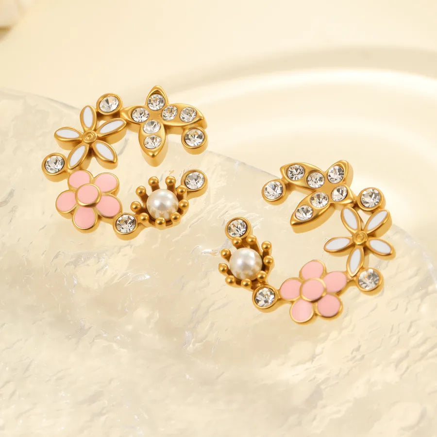 18K Gold Plated Colorful Petal Earrings