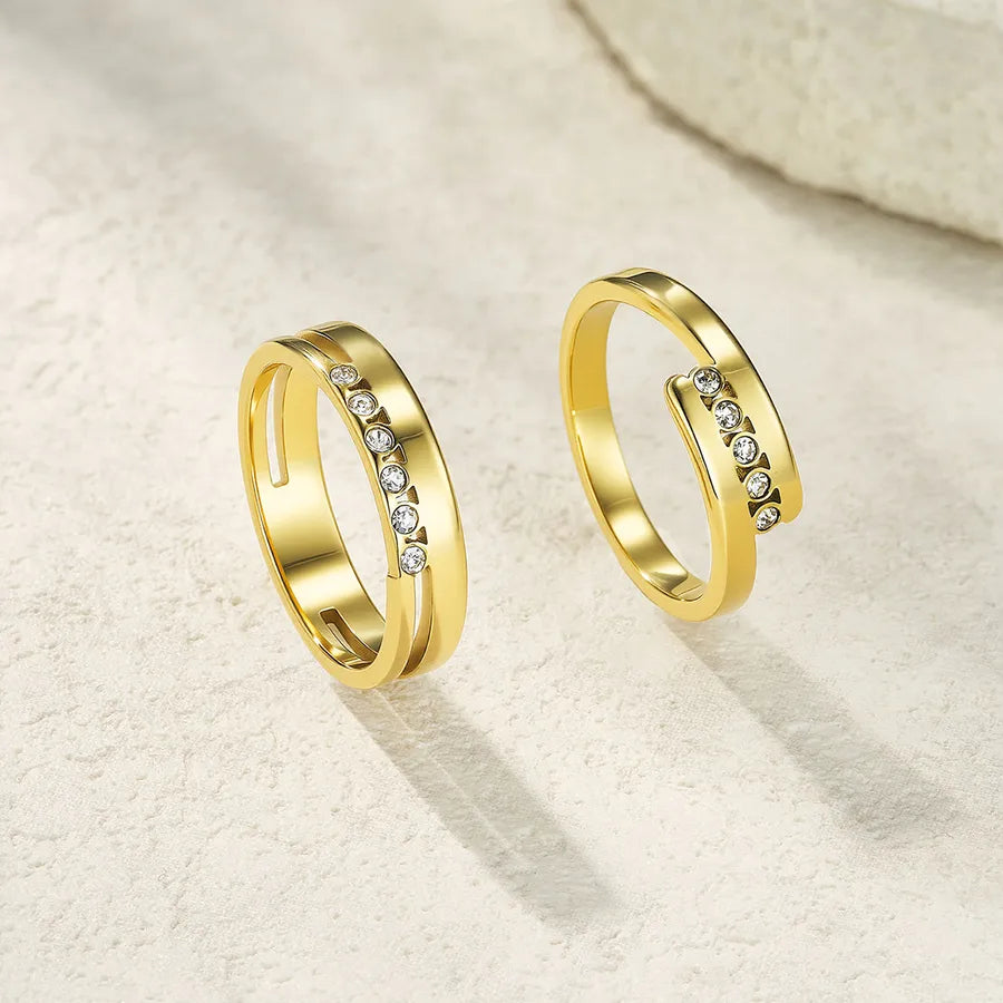 Gold Geometric Cross Ring in Stainless Steel