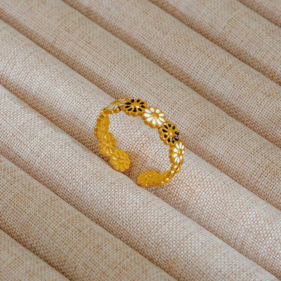 Adjustable 18K Gold Stainless Steel Ring 73