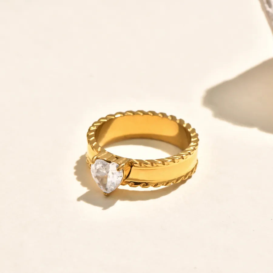 Gold Plated Geometric Zircon Ring for Women 5772901