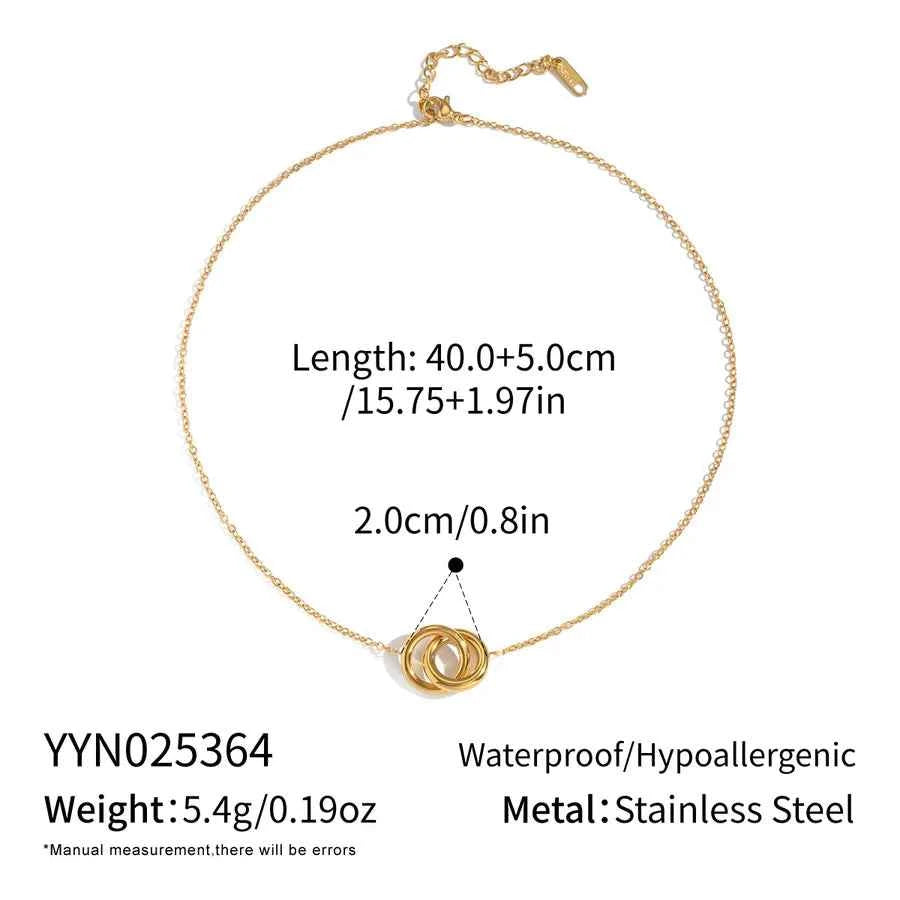 18K Gold Plated Interlocking Circle Necklace