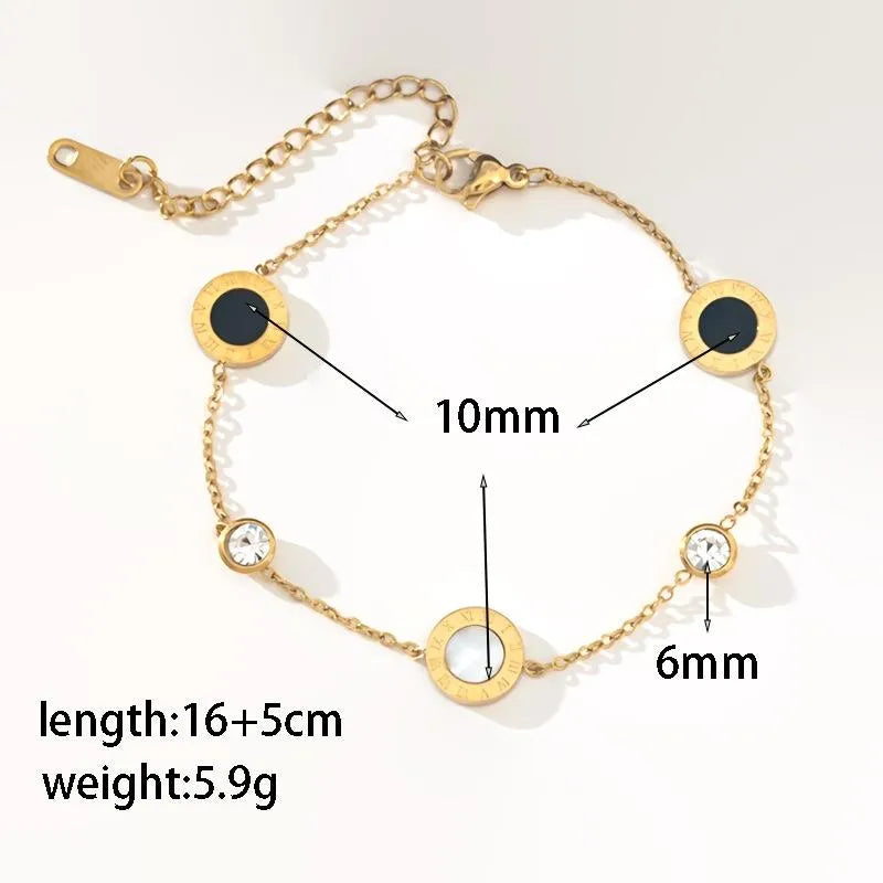 Roman Style Black & White Titanium Steel Bracelet