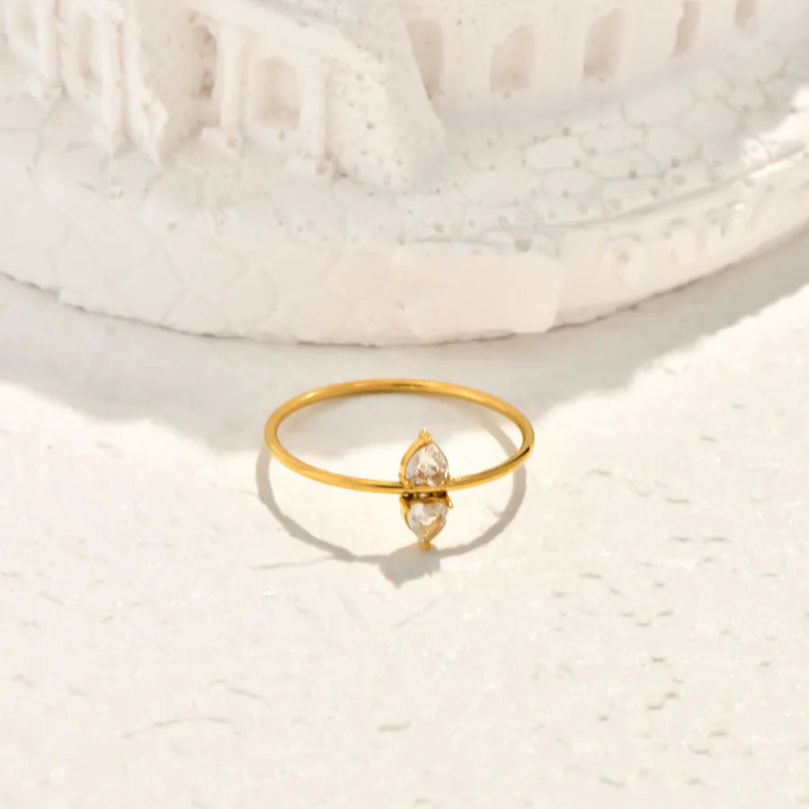 Gold Plated Pearl & Zircon Heart Ring 5772901