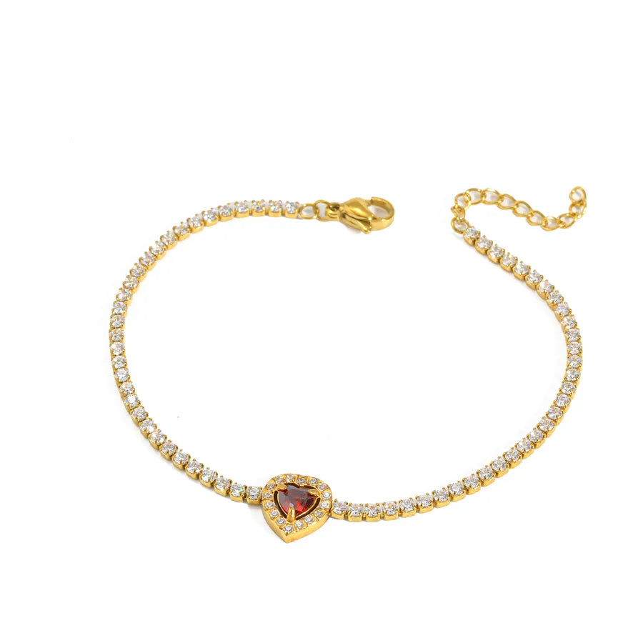 Gold Plated Stainless Steel Zircon Women's Bracelet 6-Length 16+3CM