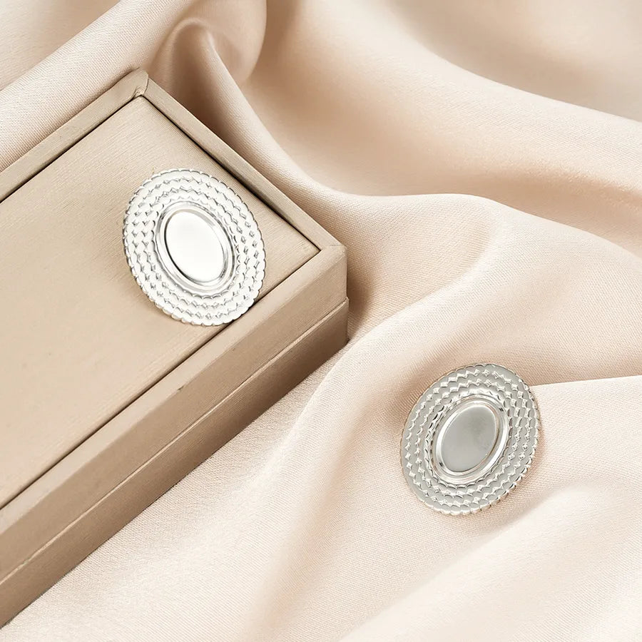 Irregular 18K Gold Plated Stainless Steel Earrings E1371-B (a Pair of Silver Ear Studs)