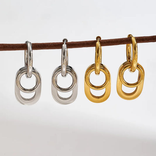 Minimalist Gold-Plated Stainless Steel Hoop Earrings