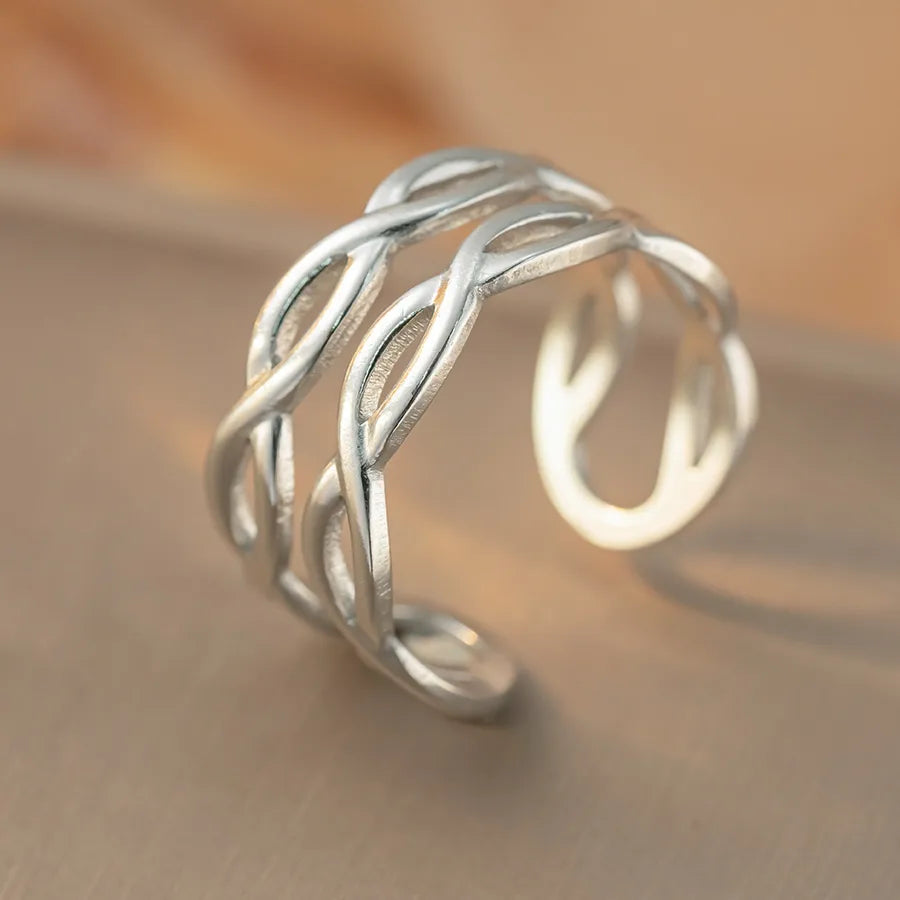 Geometric Titanium Steel Open Ring K366 Steel Color Ring Open