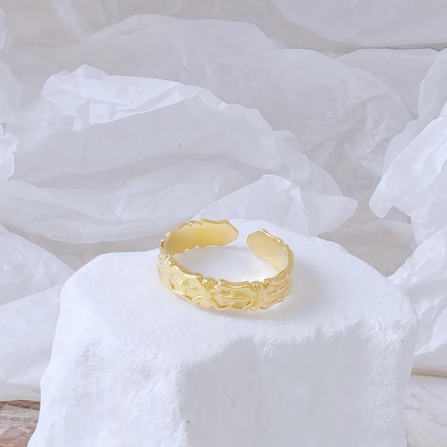 Gold Bamboo Titanium Steel Open Ring Adjustable Opening Golden Hydraulic J35