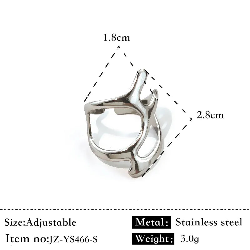 18K Gold Geometric Twist Stainless Steel Ring Silver JZ-YS466