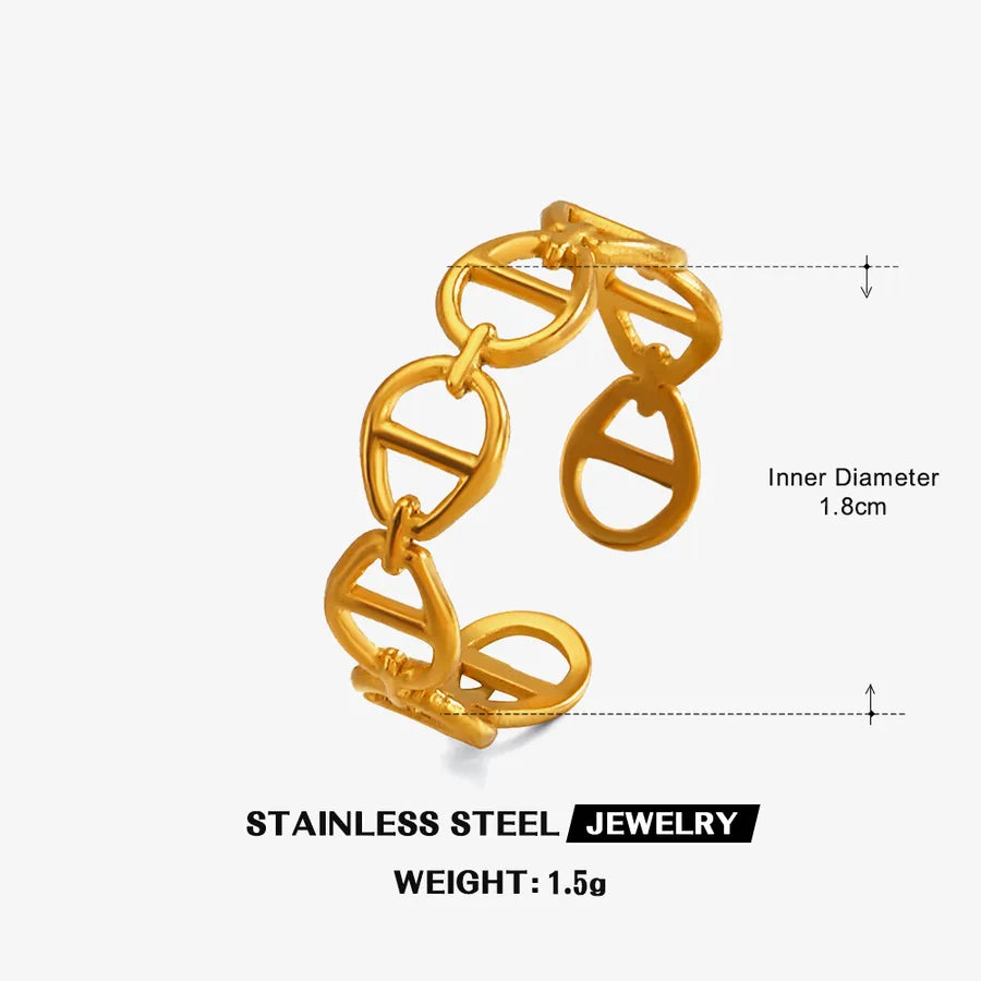 18K Gold PVD Coated Geometric Stainless Steel Ring Gold Ring