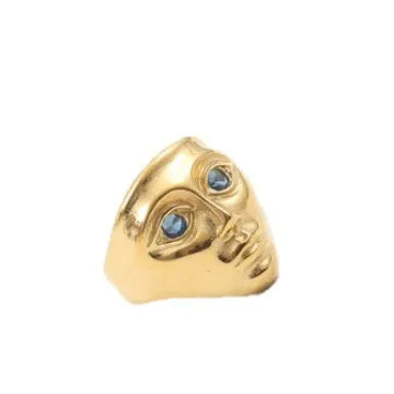 18K Gold Plated Titanium Face Ring for Women