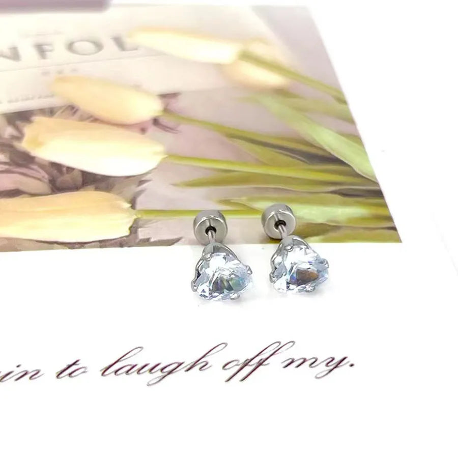 Gold Star & Heart Zircon Flat Back Earrings