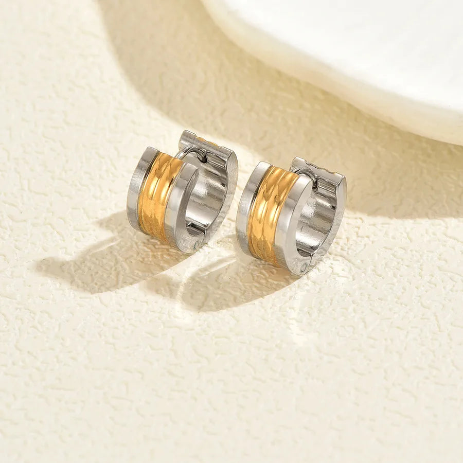 Unisex Gold Plated Stainless Steel Hoop Earrings Average Size Multicolor