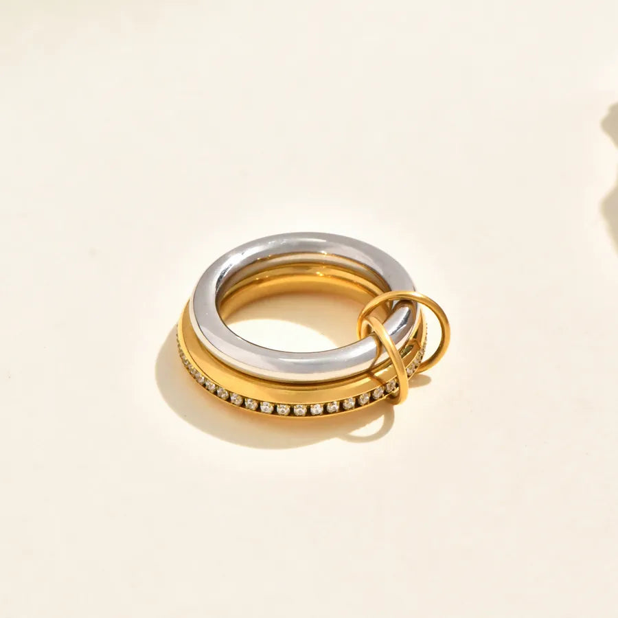 18K Gold Plated Twisted Braid Zircon Ring 5772601