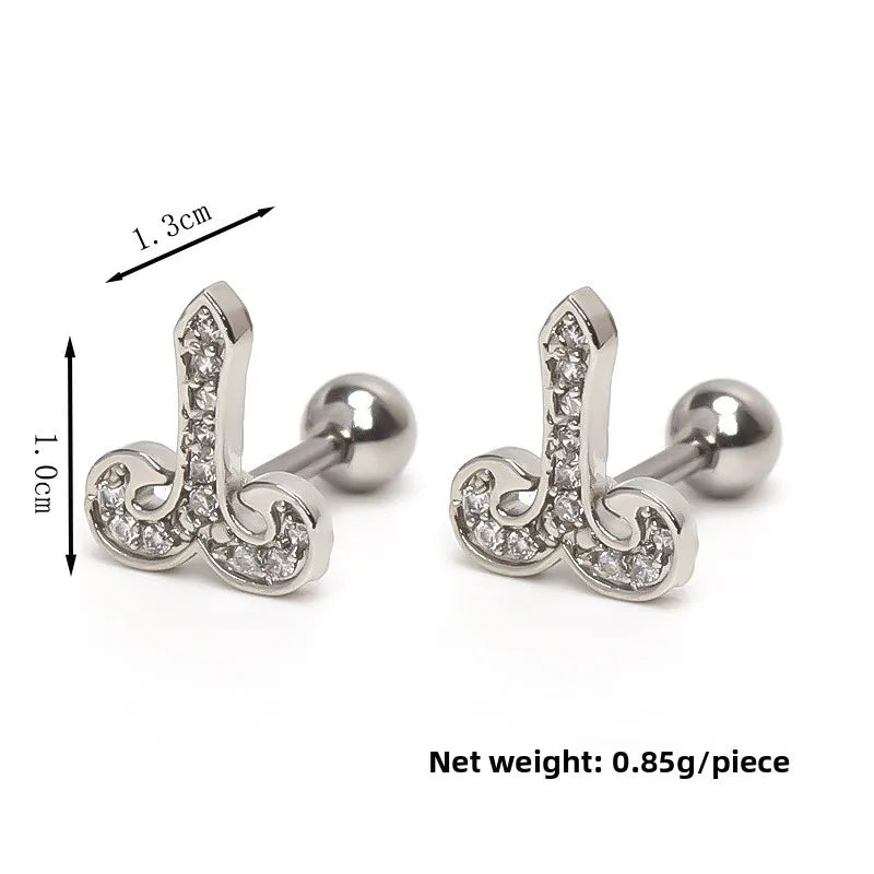 Zodiac Sign Gold Stainless Steel Earrings Silver (Single)