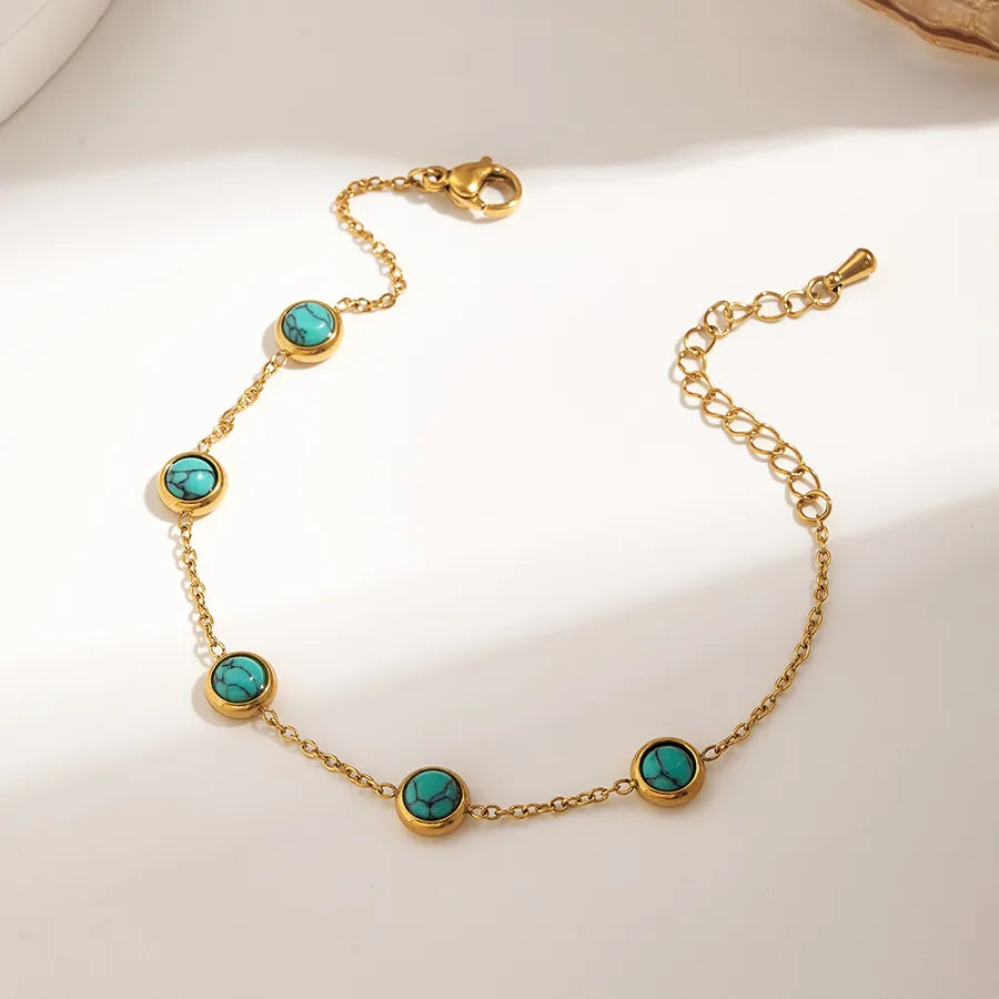 18K Gold Plated Stainless Steel Charm Bracelet C (length: 150+35mm) 1 Strand Package