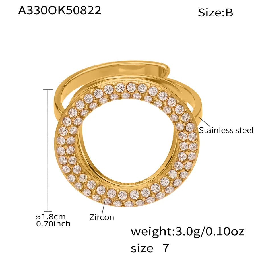Gold Plated Geometric Zircon Ring for Women 7# A330-B Gold Zircon Ring