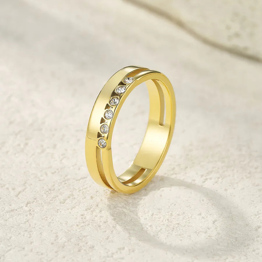 Gold Geometric Cross Ring in Stainless Steel