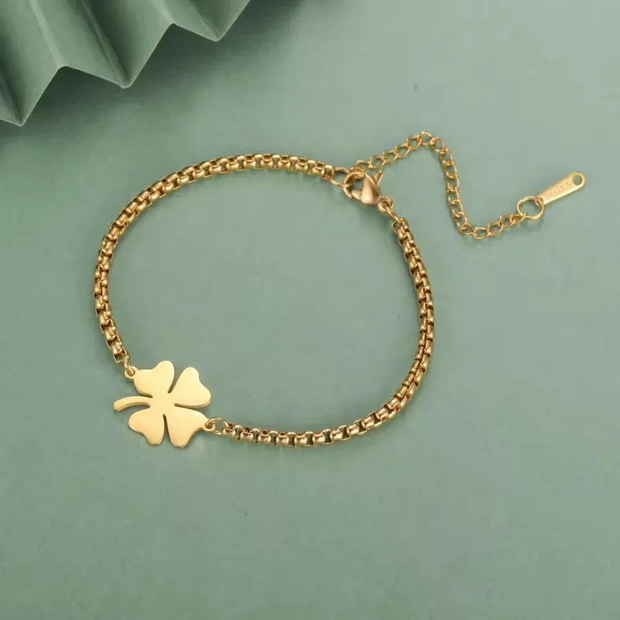 Double Layer Four Leaf Clover Bracelet