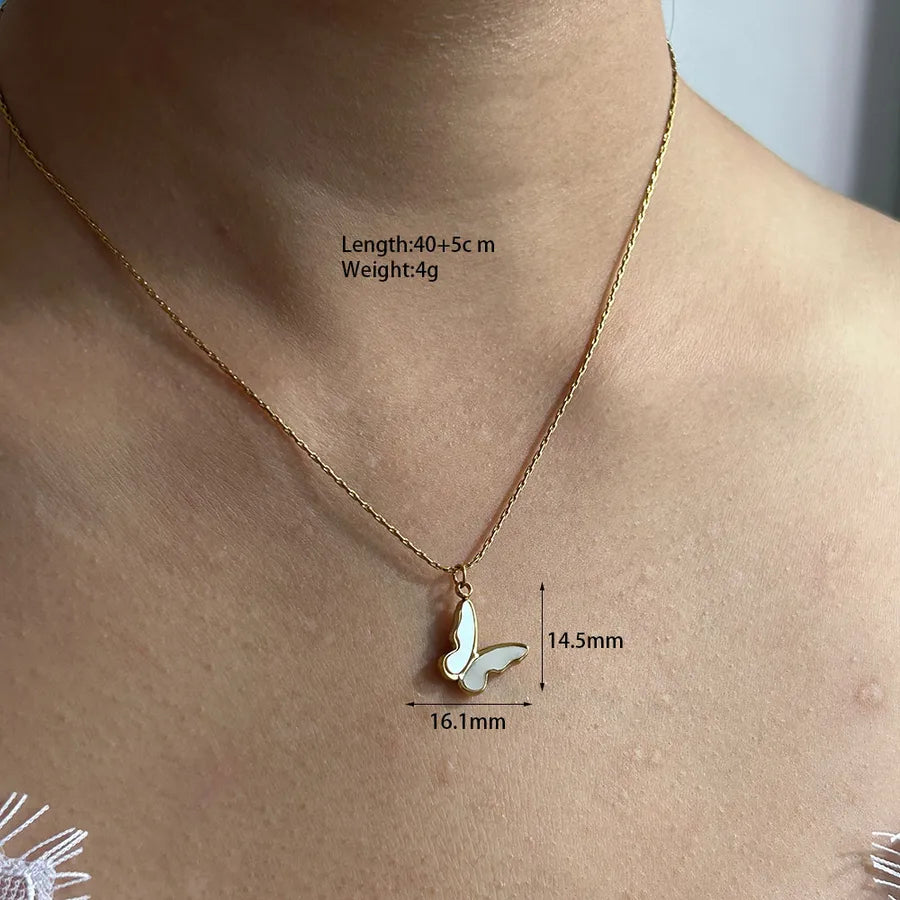 Butterfly Shell Pendant Necklace – 18K Gold Plated