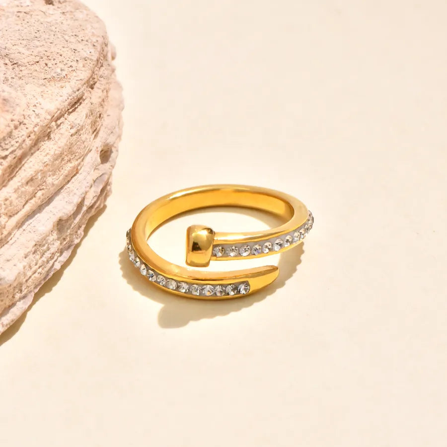 Boho Green Zircon Ring in 18K Gold Plated Steel 5772901