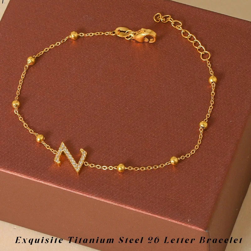 Elegant Letter Bracelet in 304 Stainless Steel Gold Letter [Z] Bracelet B0021ZG