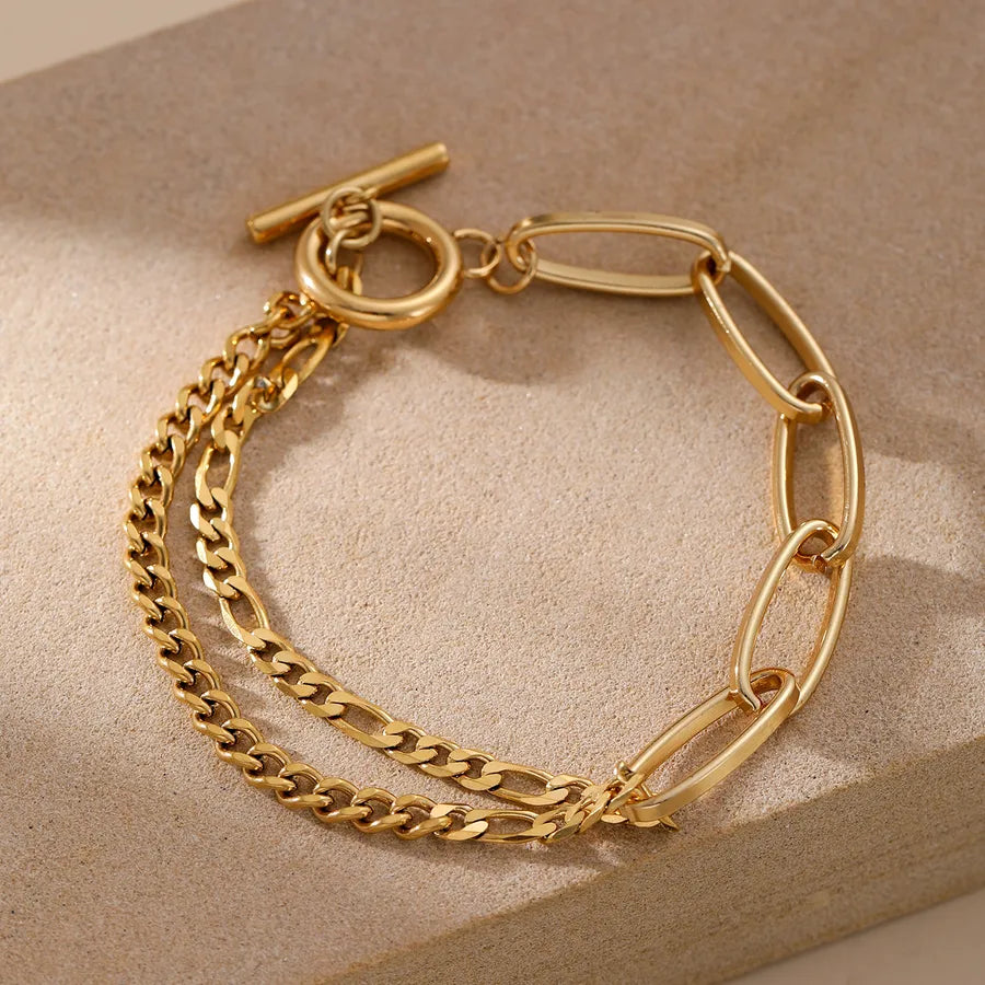 18K Gold Paperclip Titanium Steel Bracelet AZ-01