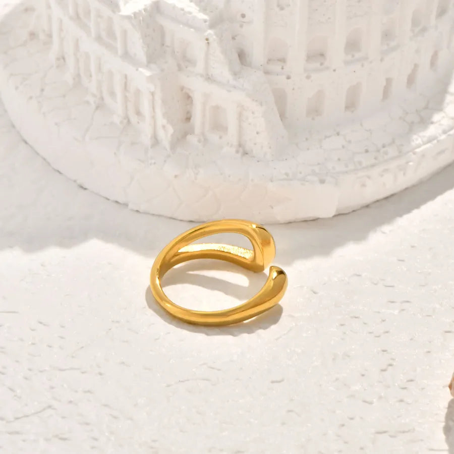 18K Gold Plated Hollow Chain Zircon Ring 5773001