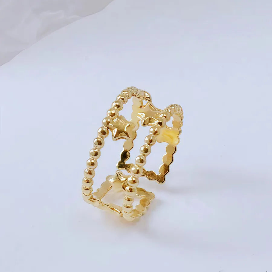 Gold Bamboo Titanium Steel Open Ring Adjustable Opening Golden Hydraulic J04