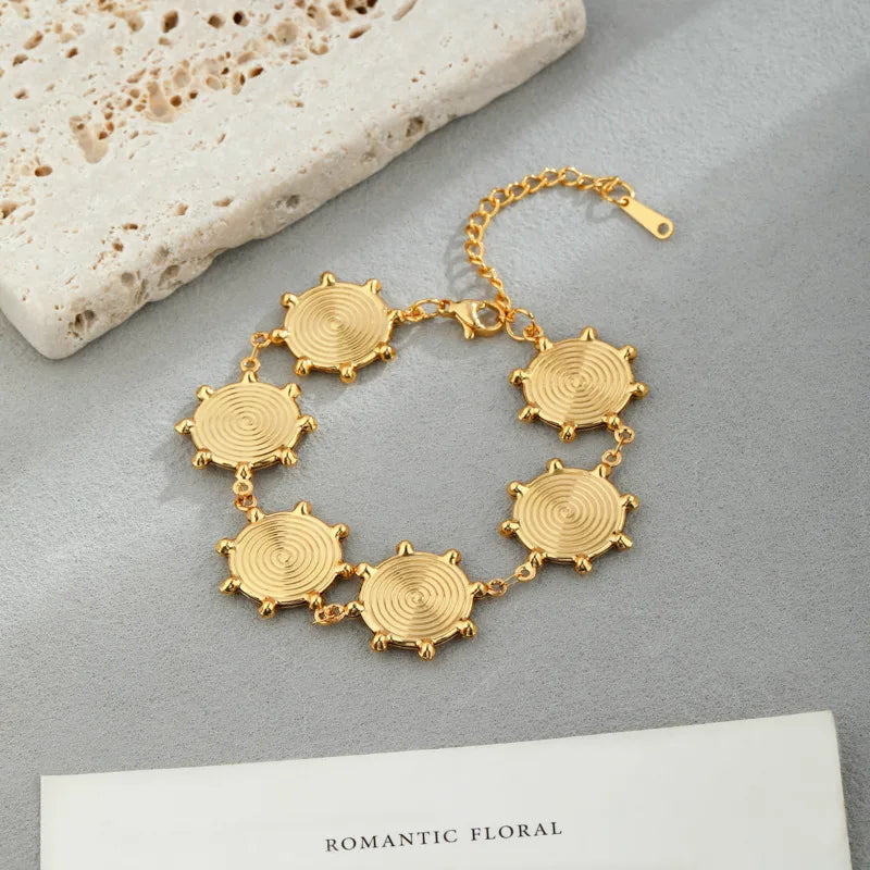 Gold Plated Sunflower Stainless Steel Bracelet