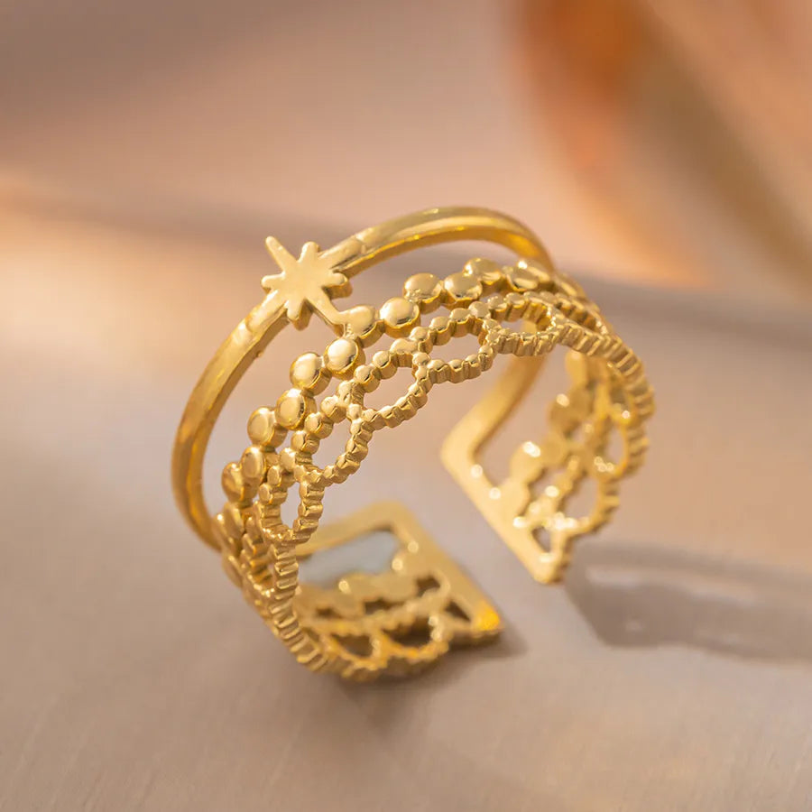 Adjustable Geometric Titanium Steel Ring K5 Gold Ring Adjustable