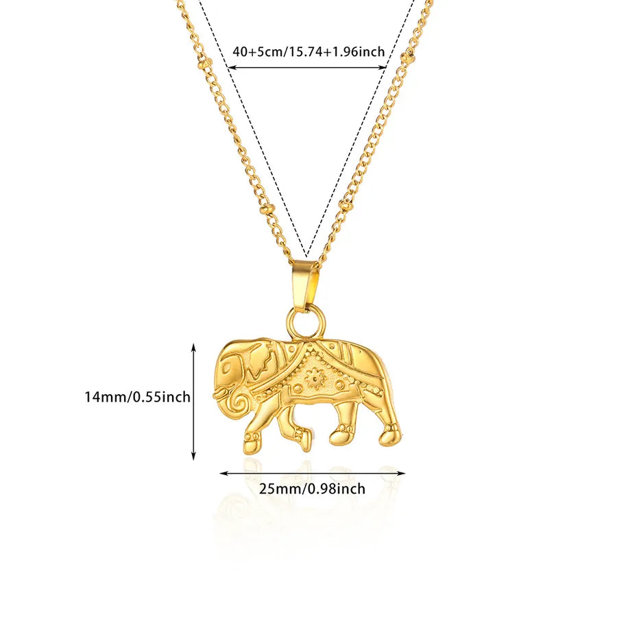 Gold Elephant Moon Pendant Necklace N07063G